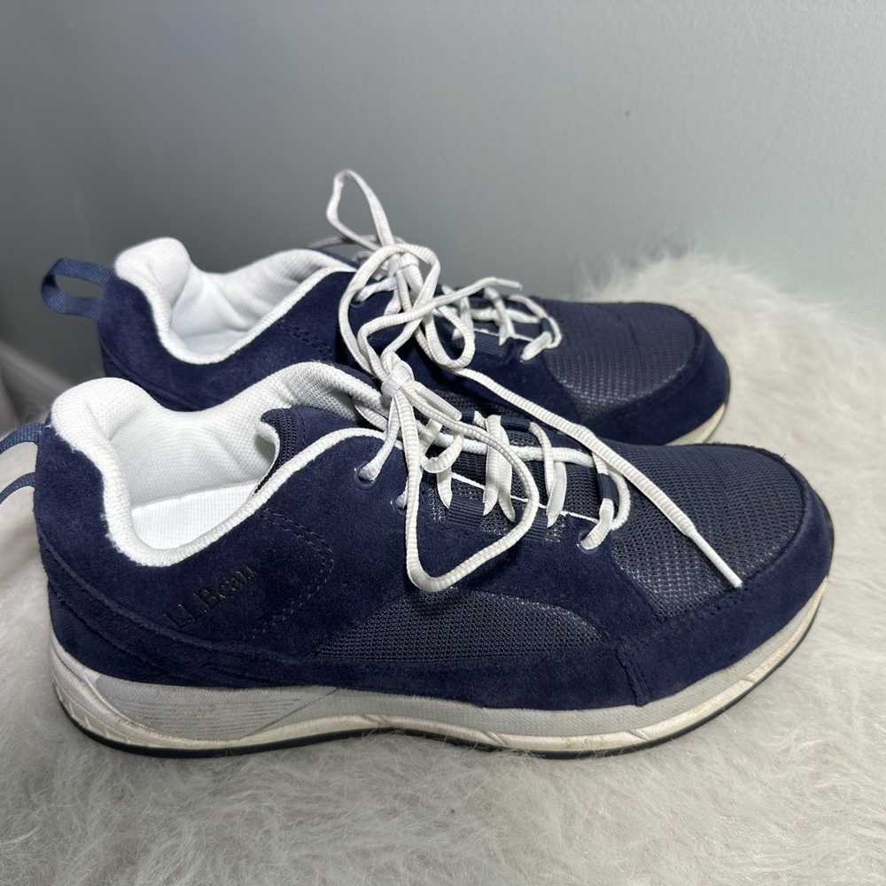 LL Beans Women's Comfort Fitness Walking Shoes, Suede Mesh 8W blue (rackbin)
